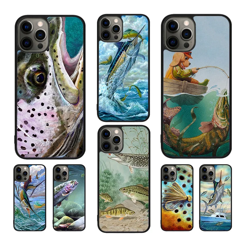 Trout Fish Fishing Phone Case For for iPhone 16 15 14 11 12 13 Pro  XR XS MAX Plus coque Cover Shell