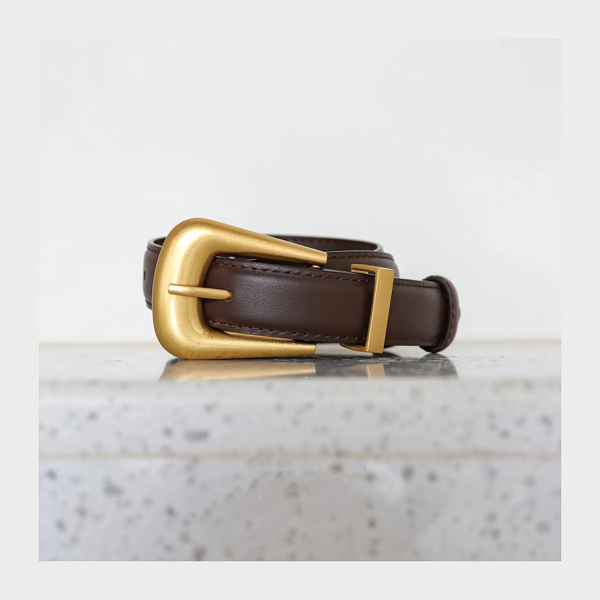 Sabuk Kulit Asli untuk Wanita Desain Simpul Fashion Sabuk Coklat Kasual untuk Mantel Blus Gaun