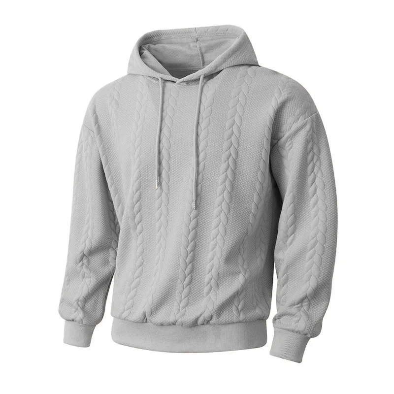 Herren Zweiteiliges Set aus Jacquard-Stoff: Kapuzenpullover mit Kordelzug und Weite Hose, Weiche Freizeitkleidung für Zuhause, Vielseitige Alltagskleidung für Männer – Detail 33