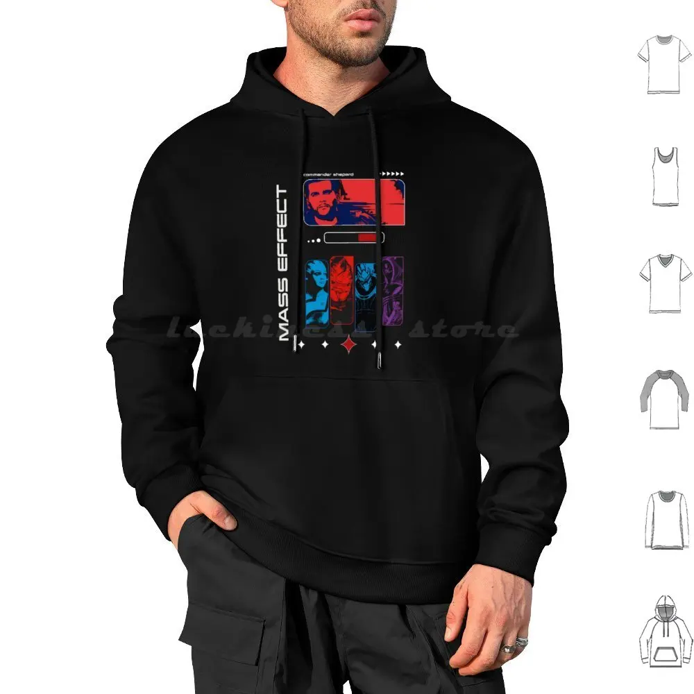 Mass Effect-Colors-Brutalist Hoodie cotton Long Sleeve Mass Effect Commander Shepard Videogames Gaming Role Playing Game