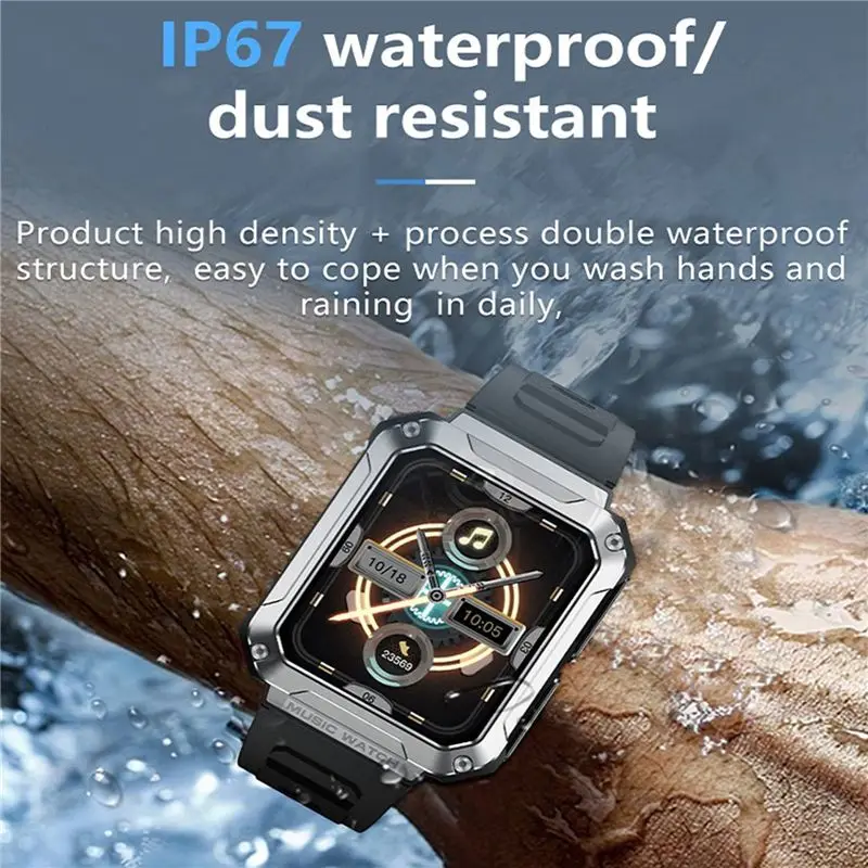 

Y69A T93 Smart Watch with TWS Music Earphones 1.96 HD Screen Local Music Earbuds Sports Men Smartwatch