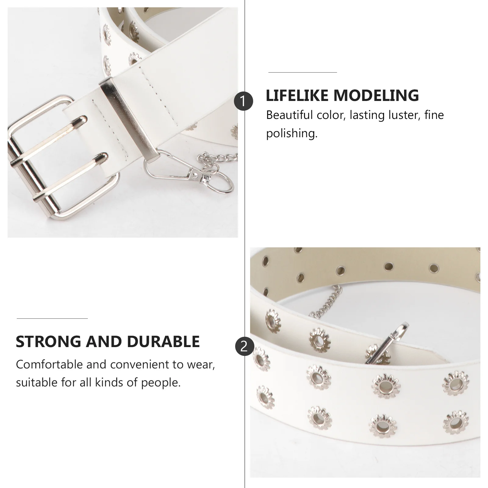 

1Pcs Double Breasted Gear Shape Waist Belt Artificial Women Dress Accessory Durable Stylish Jeans Belt for Leisure