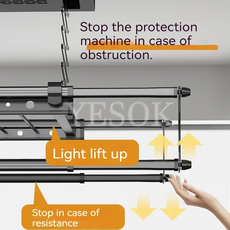 16w Balcony Intelligent Remote Control Automatic Electric Drying Rack Lifting Hanger Home Four Rod Telescopic Drying Rack