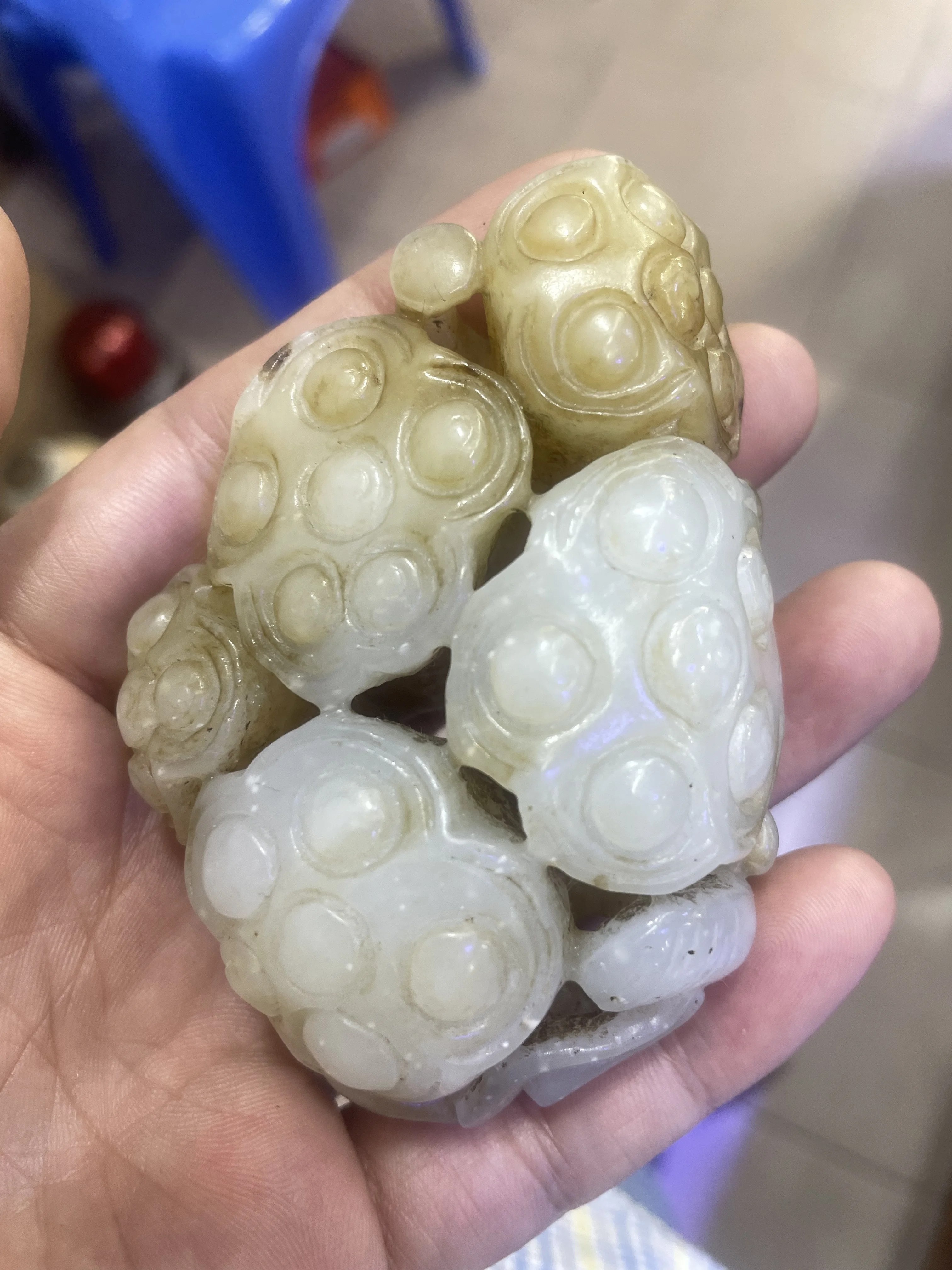 

Big Treasure Chinese Vintage Hetian White Jade 5 Lotus Root Pure Love Symbol Statuette Totem Carving Amulet Timestown 20201126A