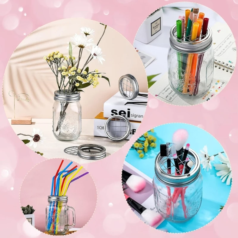 Metal Lid Insert Portable and Lightweight Jar Lid Straw Hole Lid Metal Flower Lid Great for Various Drop Shipping