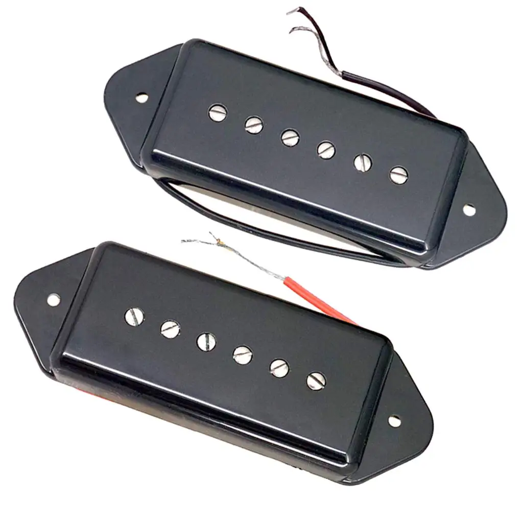 2Pcs Electric Guitar Pickups P90 Dog Ear Style Single Coil Pickups (Neck & Bridge) for EPI LP Electric Guitar Silver/Yellow/BK