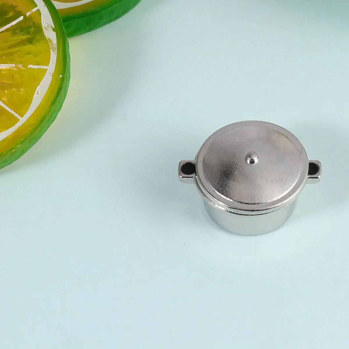 1 مجموعة الفضة أواني الطبخ الصغيرة المواد الآمنة البيئية للأطفال الخيال التدريب المعادن الزينة هدية الطفولة السعيدة #2