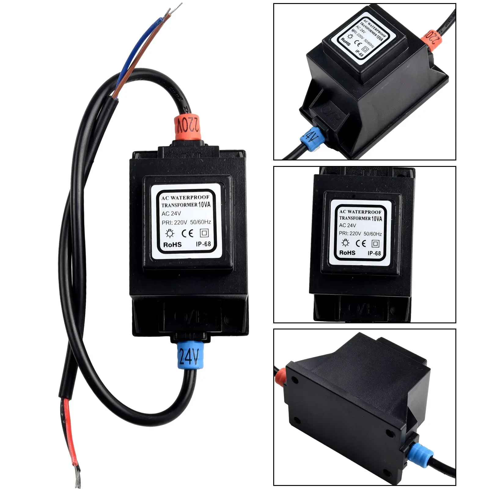 Fully Molded and Waterproof LED TransforFor mer 24V AC/AC Power Supply for Outdoor Lighting and LED Headlights