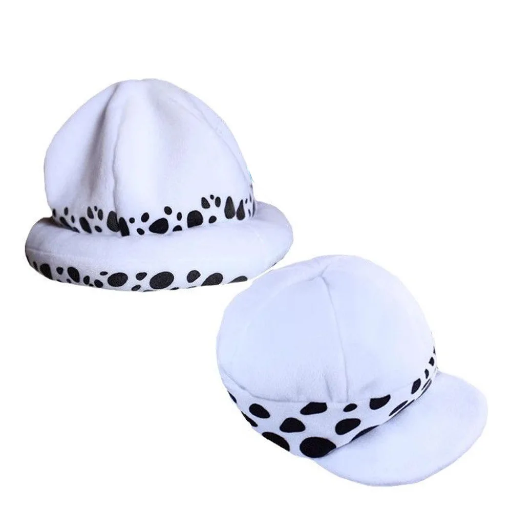 Anime Trafalgar Law Hat Cosplay Costumes Unisex White Spot Plush Cap Accessories Prop Collection Gift Halloween