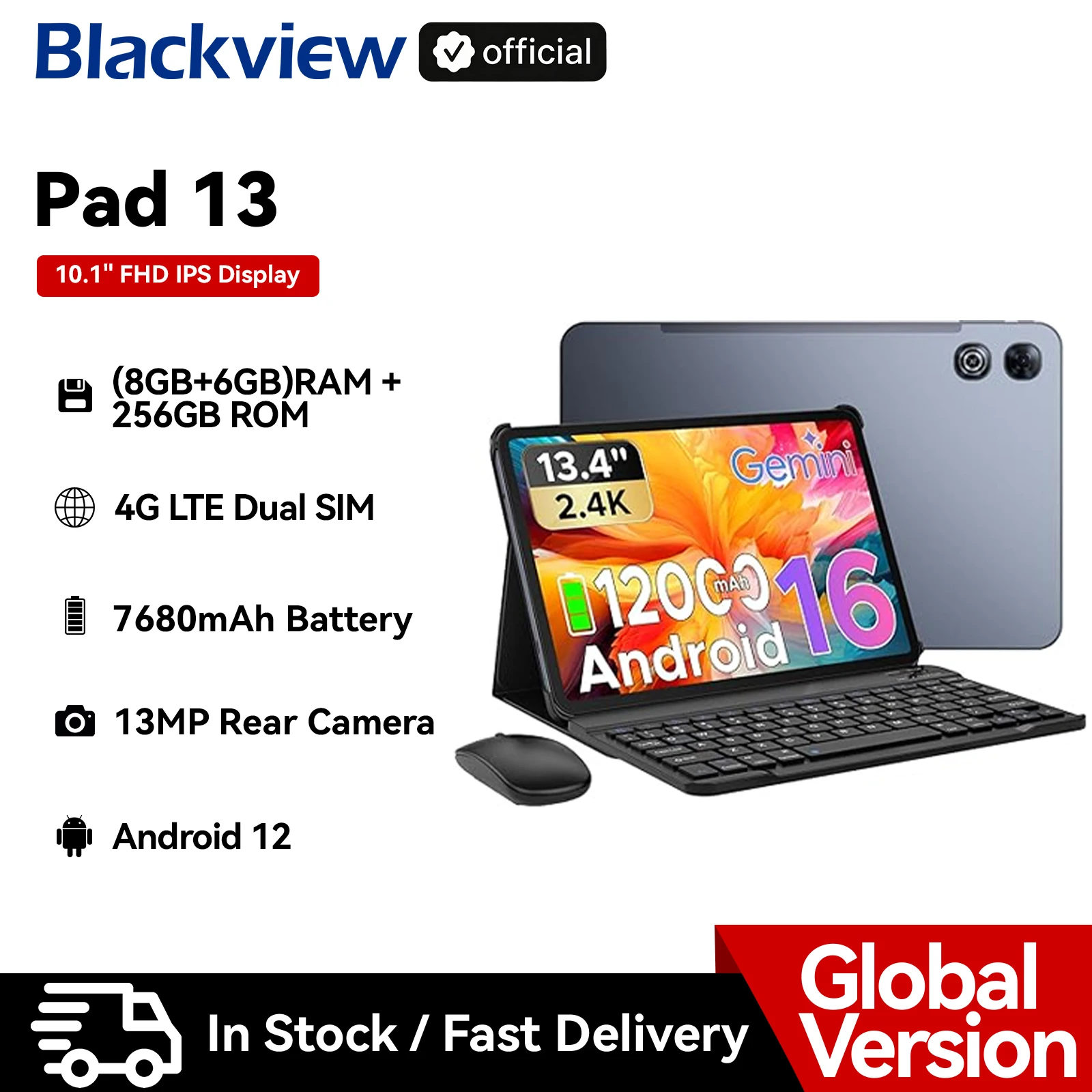 Blackview OSCAL Pad 13 Tablet PC 14(8+6)GB 256GB Android 12 10.1'' HD+IPS Display Unisoc T606 Tablet PC with Stylus Pen, 7000mAh