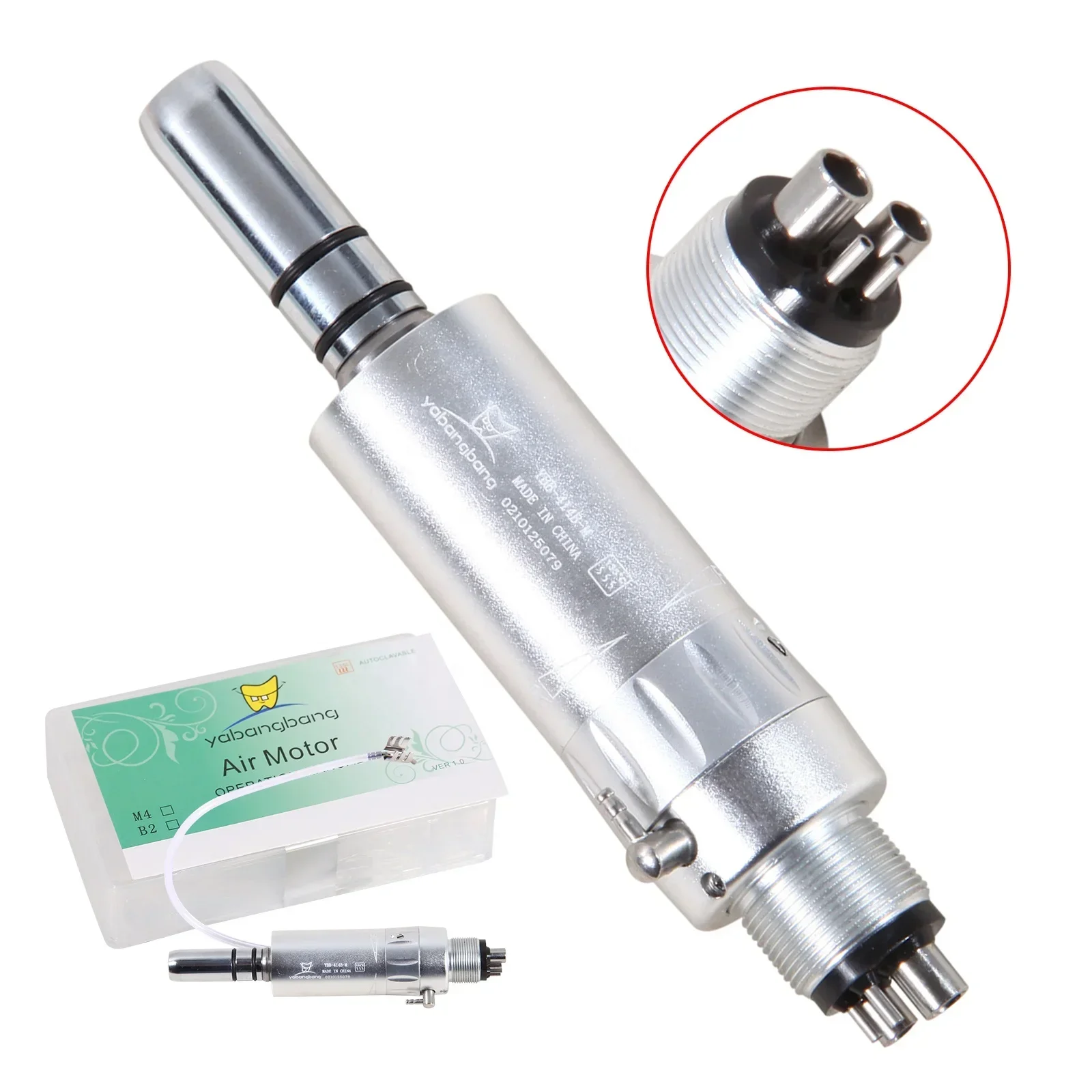 Hot Sale! N-S-K Style den tal 1:1 E-type External Spray Air Motor 4 Holes Slow/Low Speed Handpiece Sliver