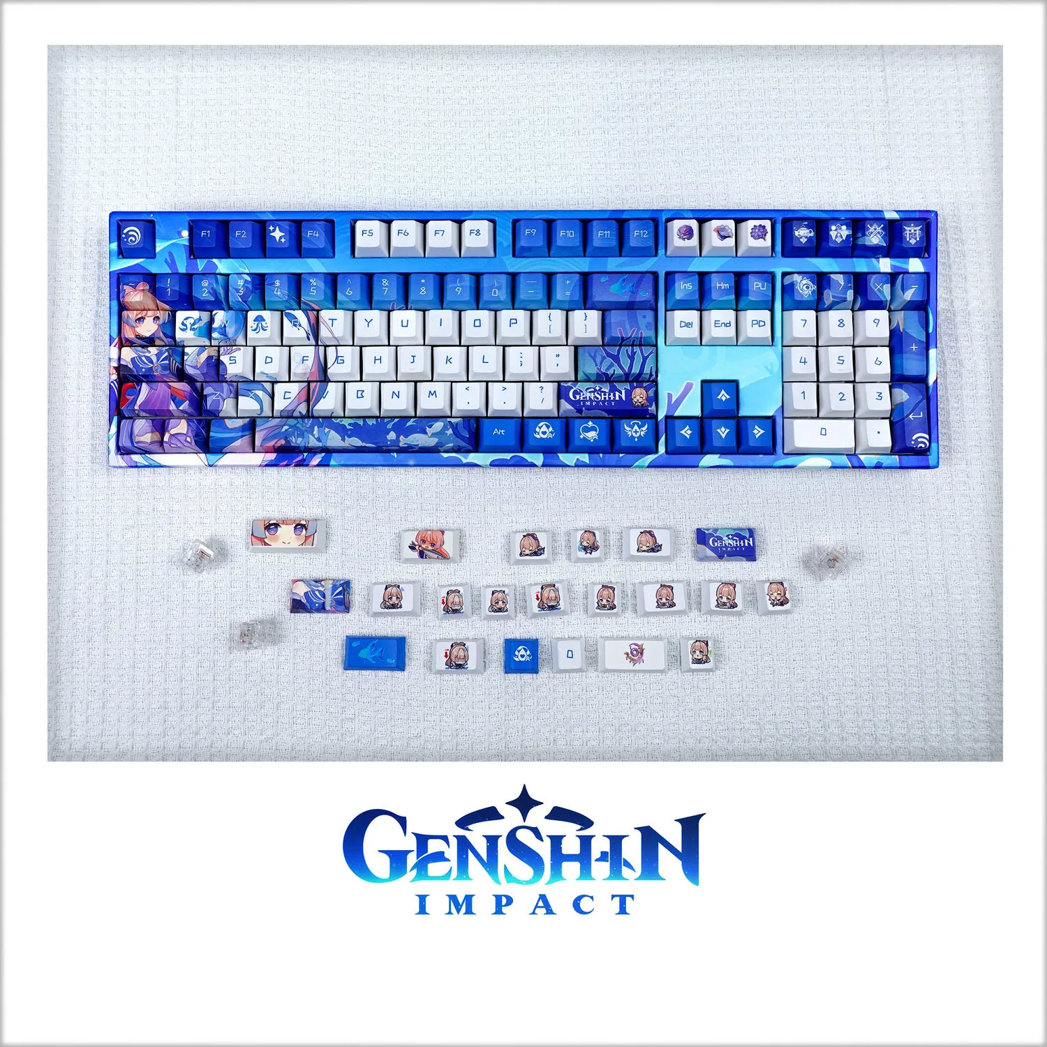 Genshin Impact Keyboard Sangonomiya Kokomi Keycap PBT Hot Sublimation anime Personalized Chery Game Surroundings