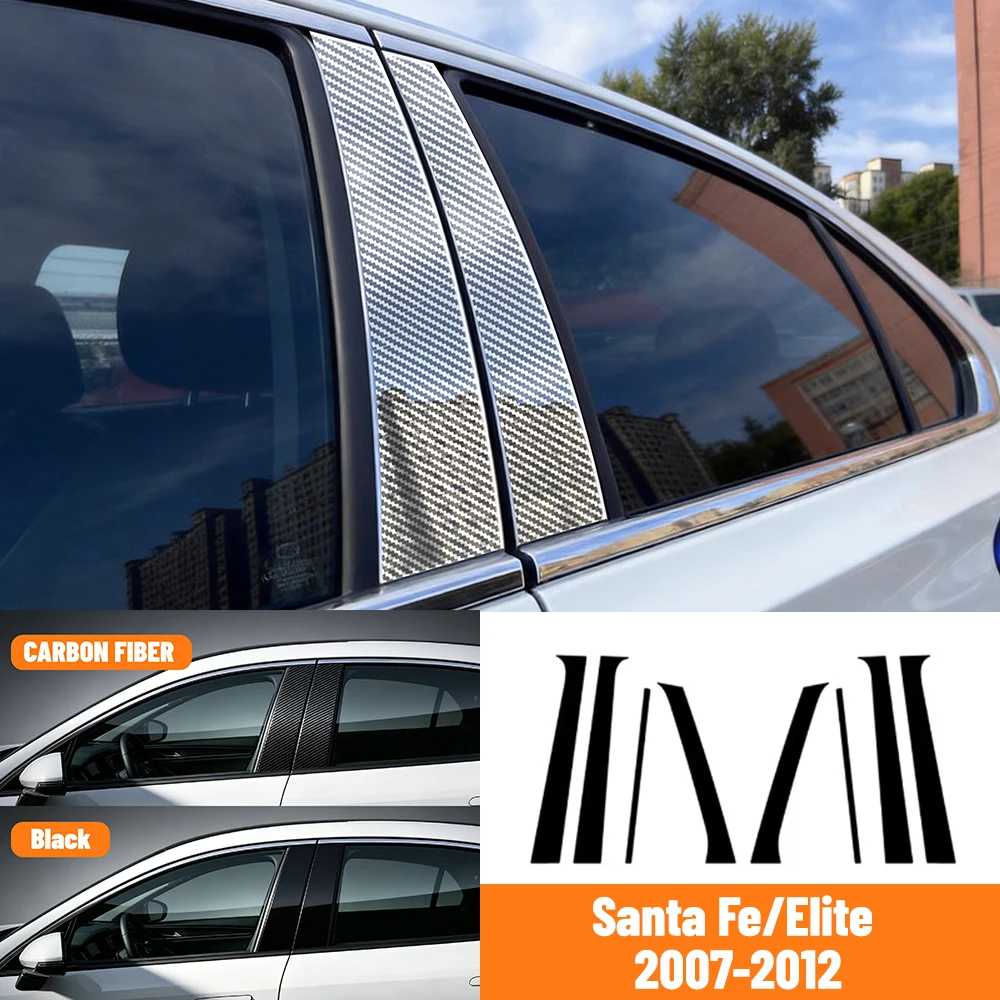 

8Pcs Gloss Black Pillar Posts Fit For Hyundai Santa Fe 2007 2008 2009 2010 2011 2012 Window Door Column B C Sticker Cover Decor