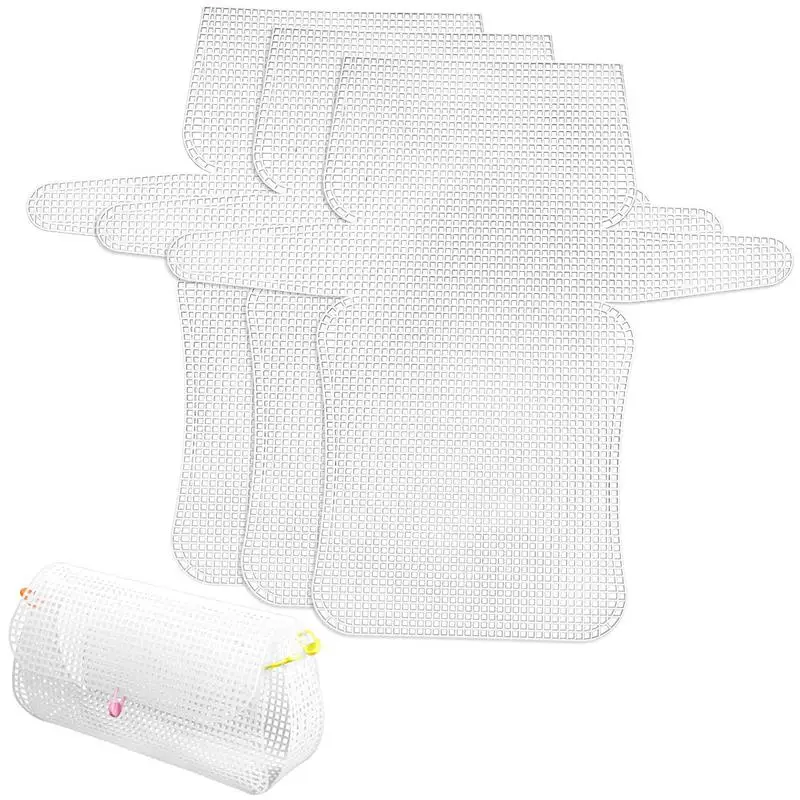 4 Pcs Crochet Grid Bags DIY Cross Stitch Mesh Plastic Canvas Shapes Sheet Patterns Kit