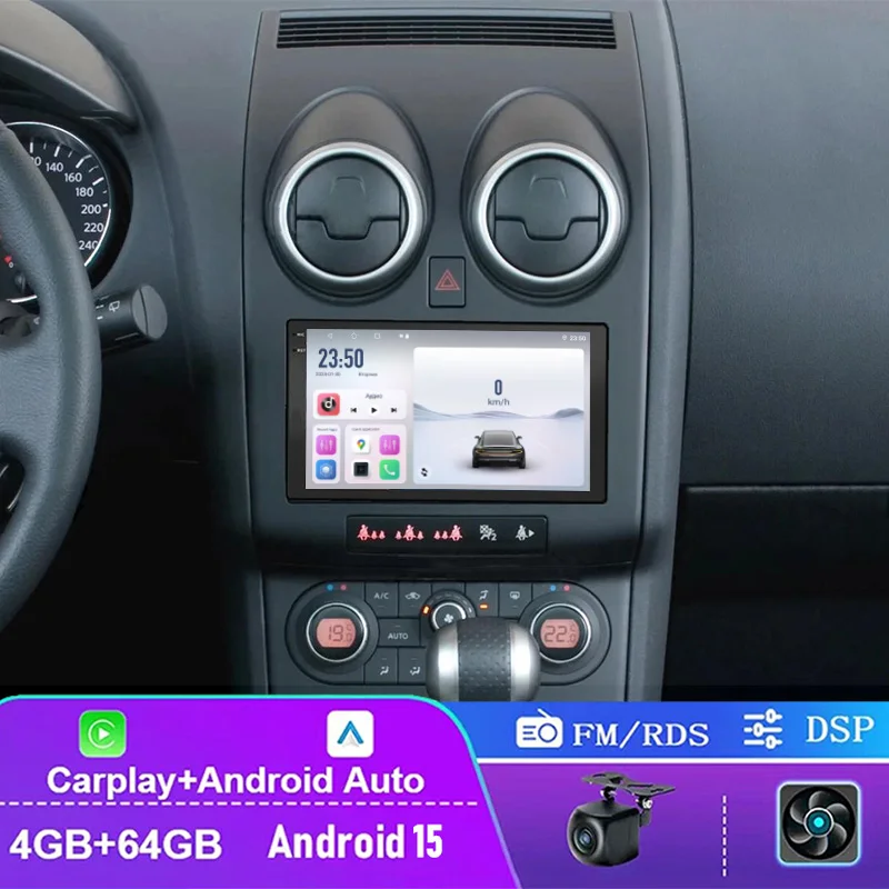 

9" 4+64GB Car Radio For Nissan Dualis 2007-2013 Wireless CarPlay Android 15 Auto Touchscreen Steering Wheel Control