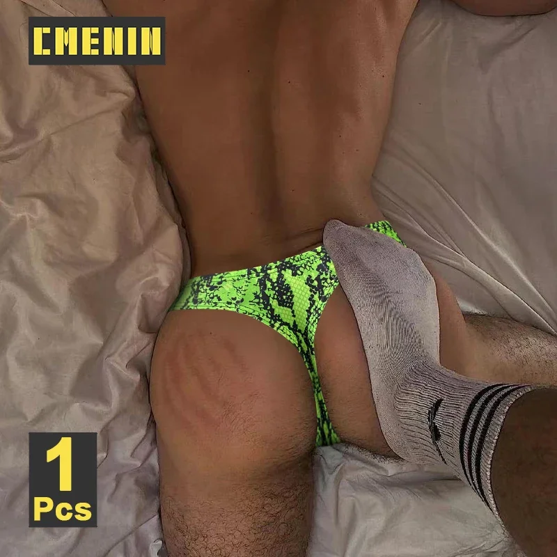 CMENIN Sexy Green Leopard Men\'s Thongs Gay Bikini G String Jockstrap Panties Cotton Underwear Slip Sissy Mens Underpants Thong