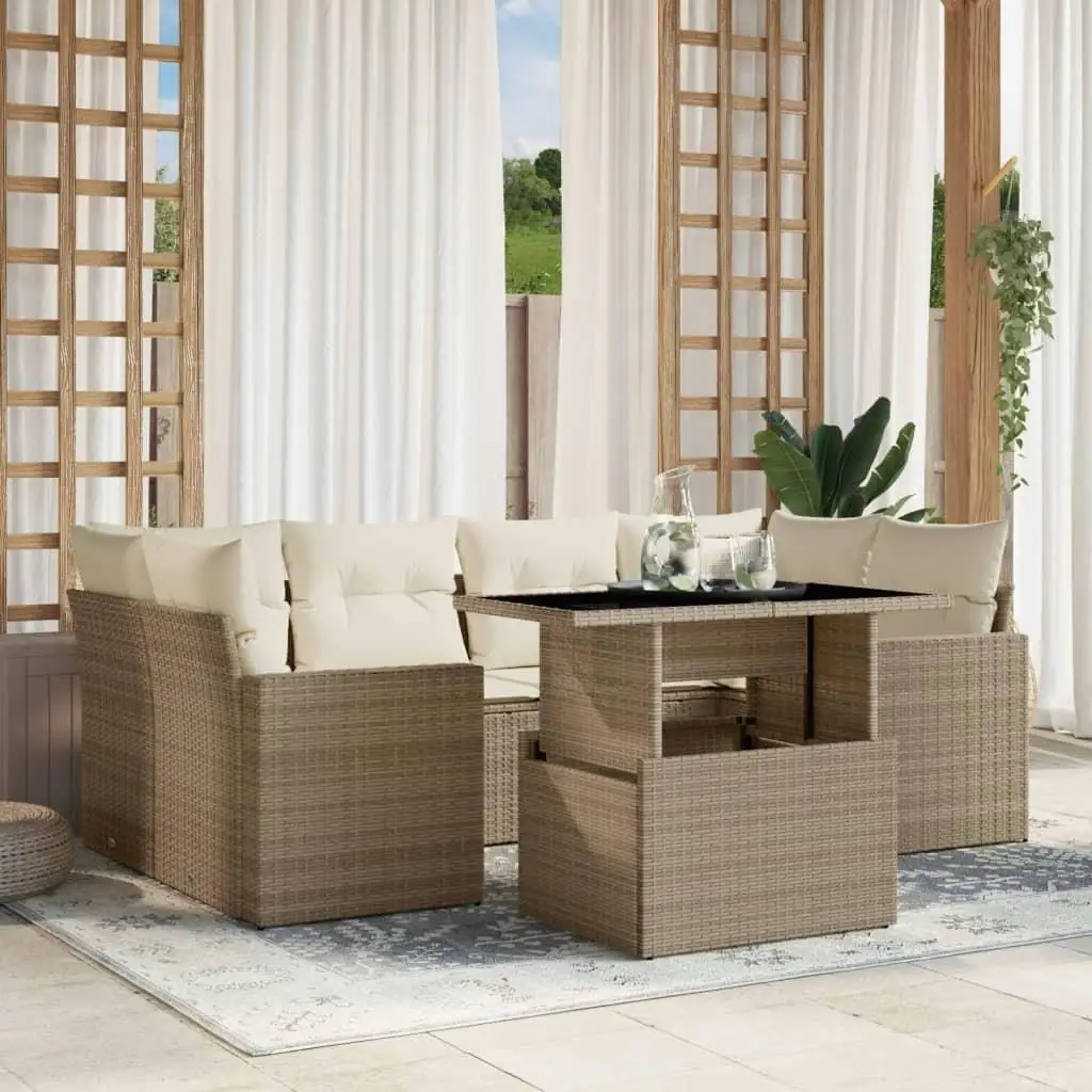 

Beige Garden Sofa Set Outdoor Furniture Couch for Patio Balcony Home Living Room Comfort Seating