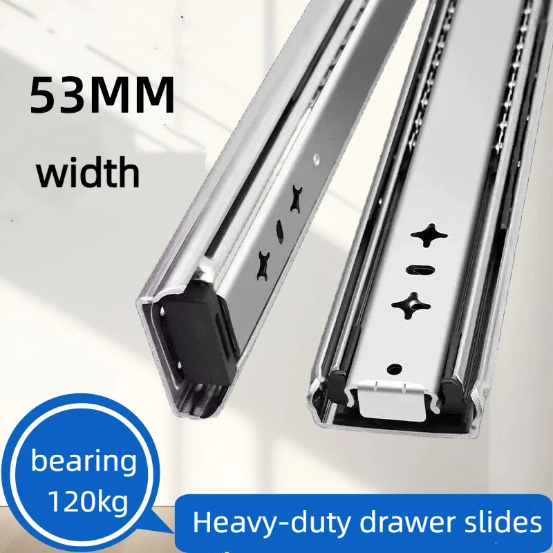 

Направляющие для выдвижных ящиков без фиксации, 53 мм, усиленные, с полным выдвижением, на шарикоподшипниках, промышленные, для тяжелых нагрузок