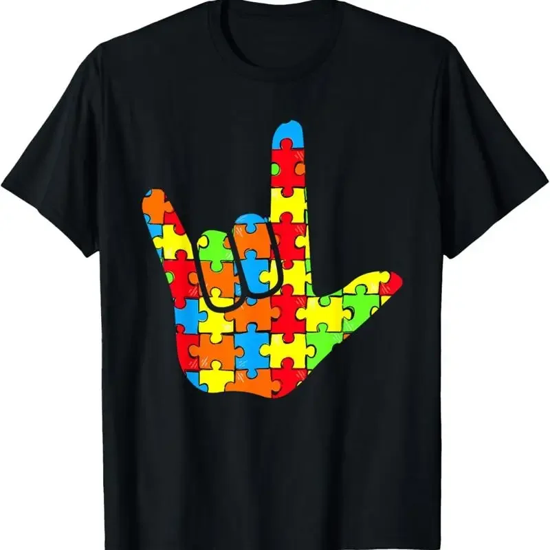 Asl Love Sign Language Autism Awareness Support T Shirt