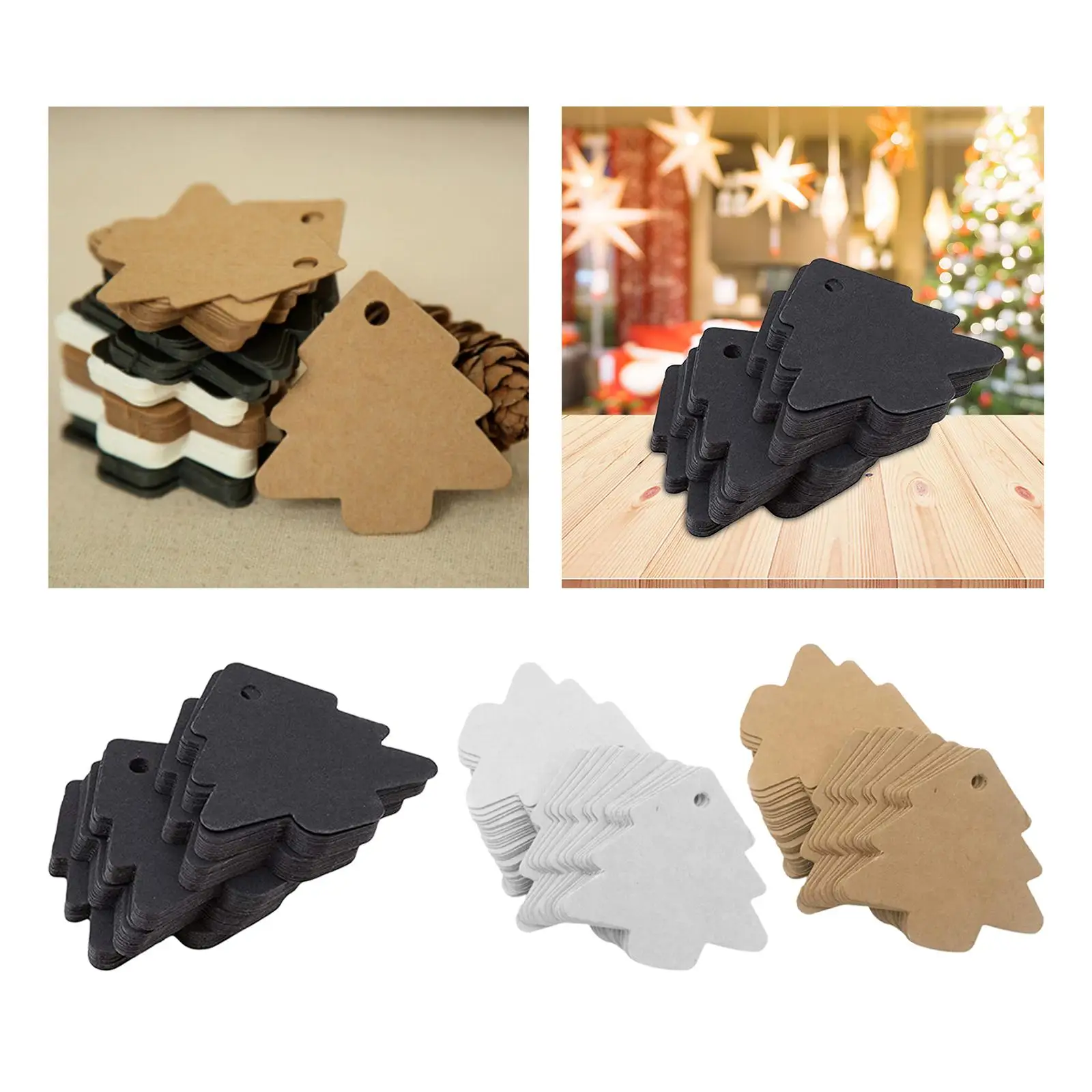 50x Christmas Tree Tags Multifunctional Hanging Ornaments Gift Tag Labels for Xmas Holiday Wedding DIY Decoration Gift Packaging