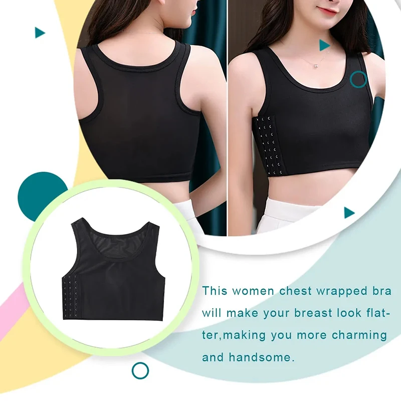 Women Breathable Short Vest Tops Chest Breast Binder Side Buckle Underwear Tank Tops Wireless Chest Wrap Bandage