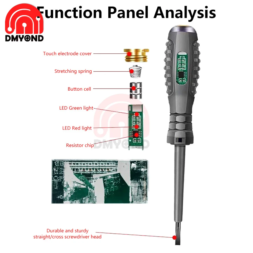 12-220V Digital Voltage Tester Pen AC Non-contact Induction Test Pencil Voltmeter Power Detector Electrical Screwdriver Indicato