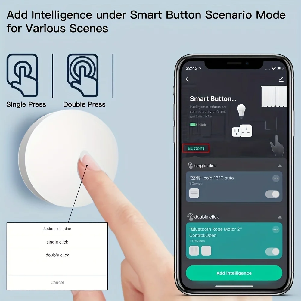 ZigBee Button Scene Switch Intelligent Linkage Smart Switch Battery Powered Automation Zigbee Device Tuya Smart Life APP Control