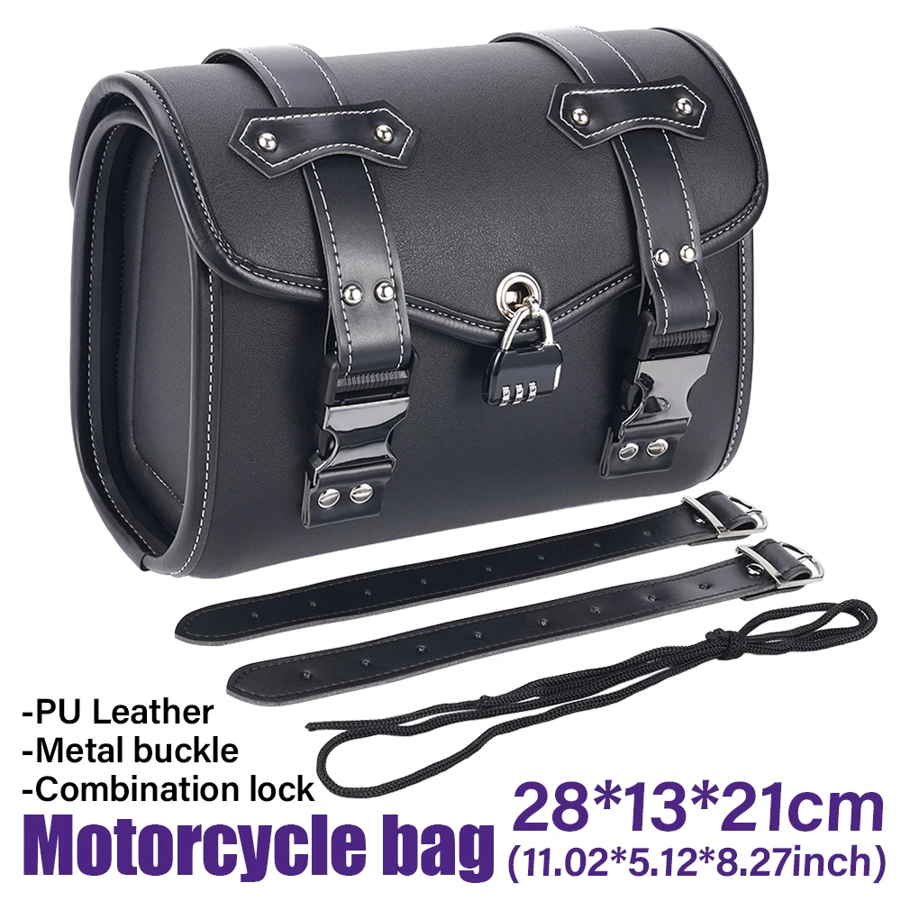 

Universal Motorcycle Tool Bag Saddle Bag with Password Lock Thickened Pu Leather Luggage Bag Side for Honda Bmw Suzuki