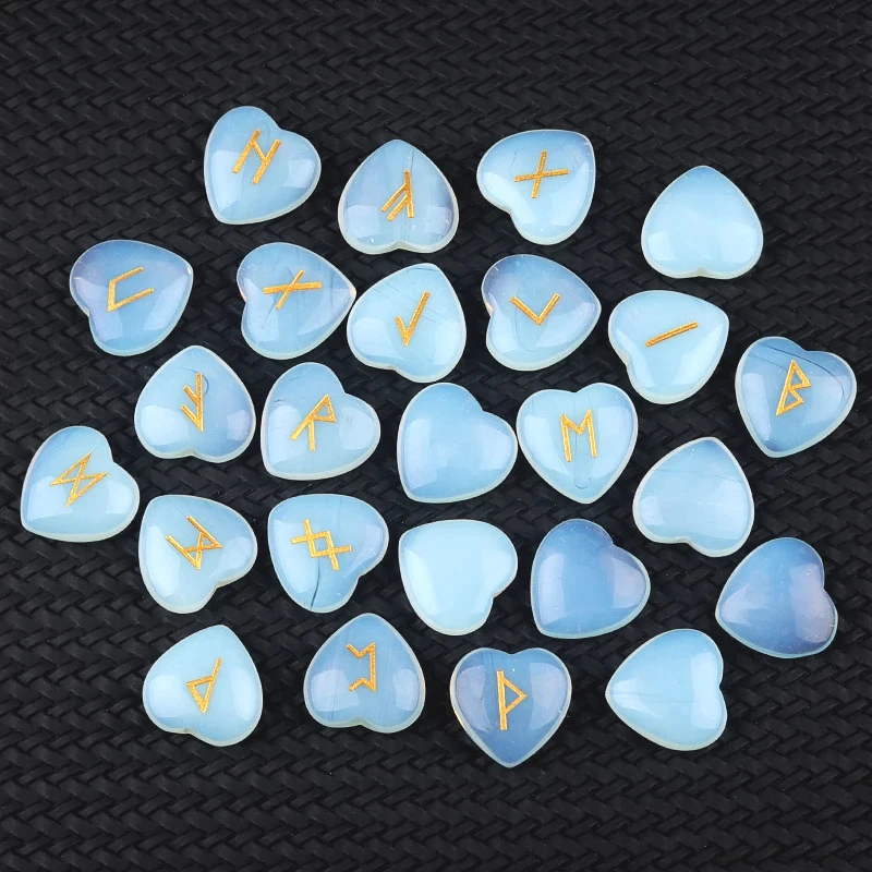 

25pcs/Set 20mm Natural Chakra Semi-precious Stone Heart Shape Amethyst Luen Symbol Reiki Healing Zodiac Constellation Symbols