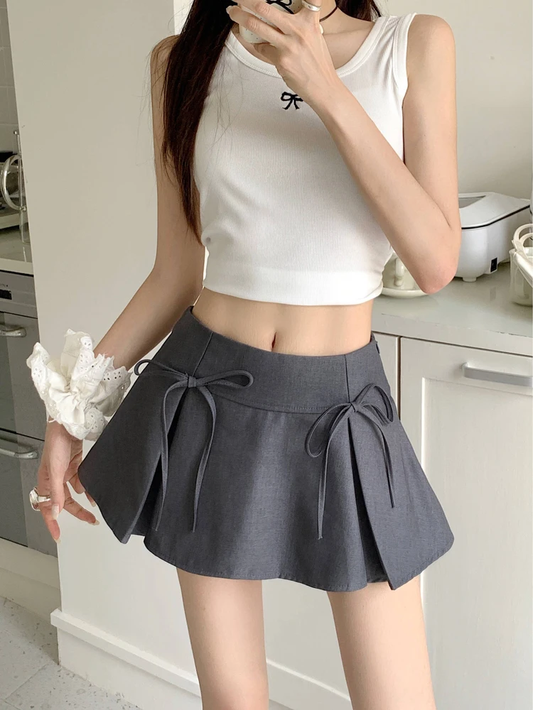 

Y2K Cut Sweet Mini Skirts Women Streetwear High Waist Pleated Skirt Vintage Korean Black Slim Casual A Line Skirts