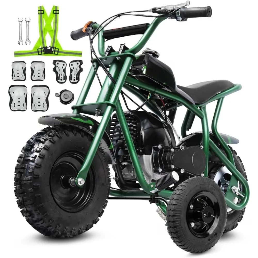 

DB003 50CC 2-Stroke Kids Dirt Bike with Training Wheels Kit, Gas Powered Mini Off Road, 18 MPH Max Speed, 160 LBS Capacity,