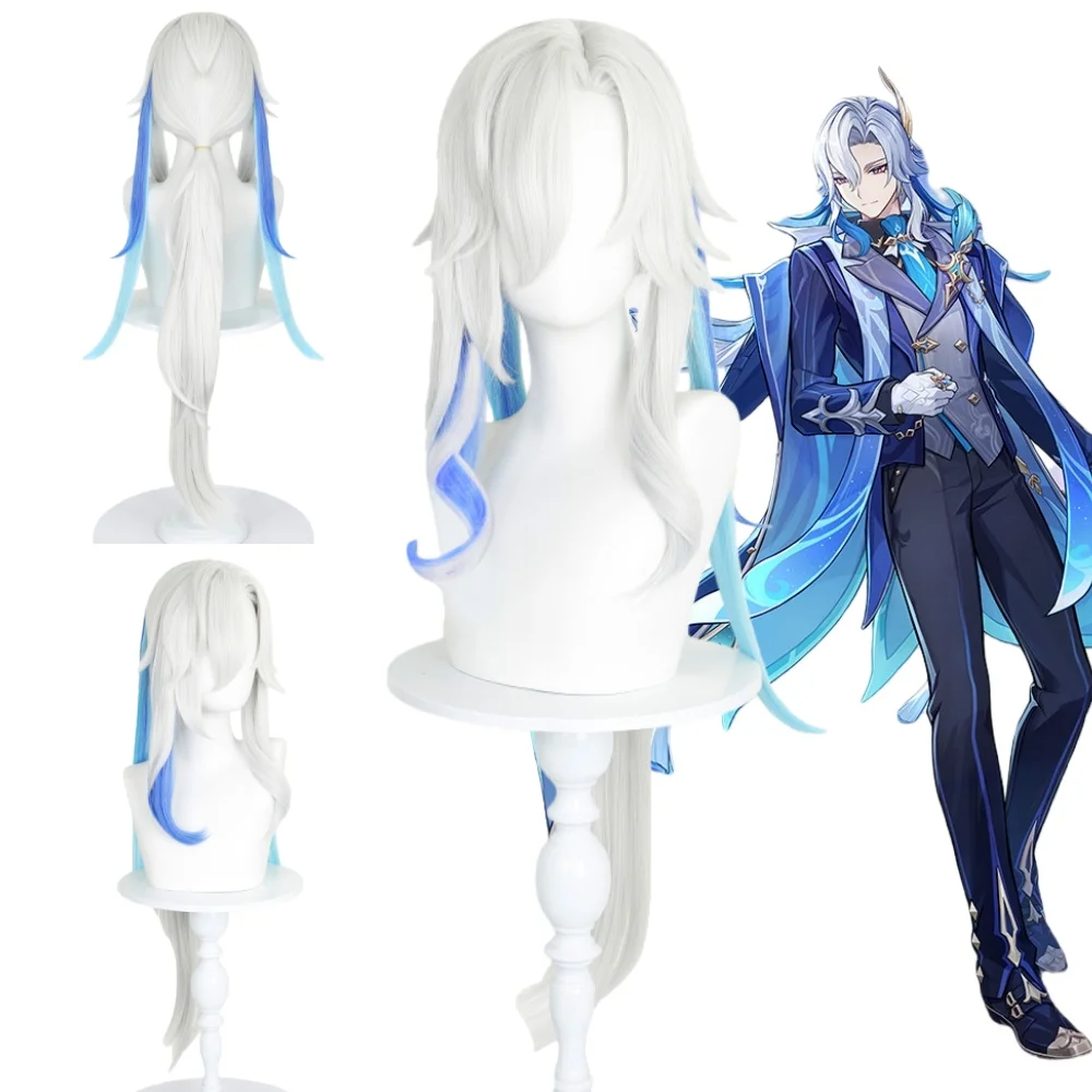 

Neuvillette Cosplay Wig Anime Game Genshin Impact Lantern Rite New Skin Neuvillette Hair Halloween Party Prop Rose Net Wigs