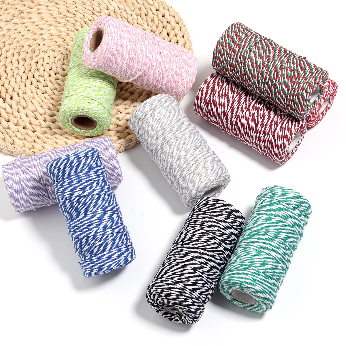 100M / Roll 2mm Bäcker Twine String Baumwolle Schnuren Seil für Heimdekor Handgefertigte Weihnachtsgeschenk Verpackung Handwerk DIY Verpackung Geschenk – Detail 6