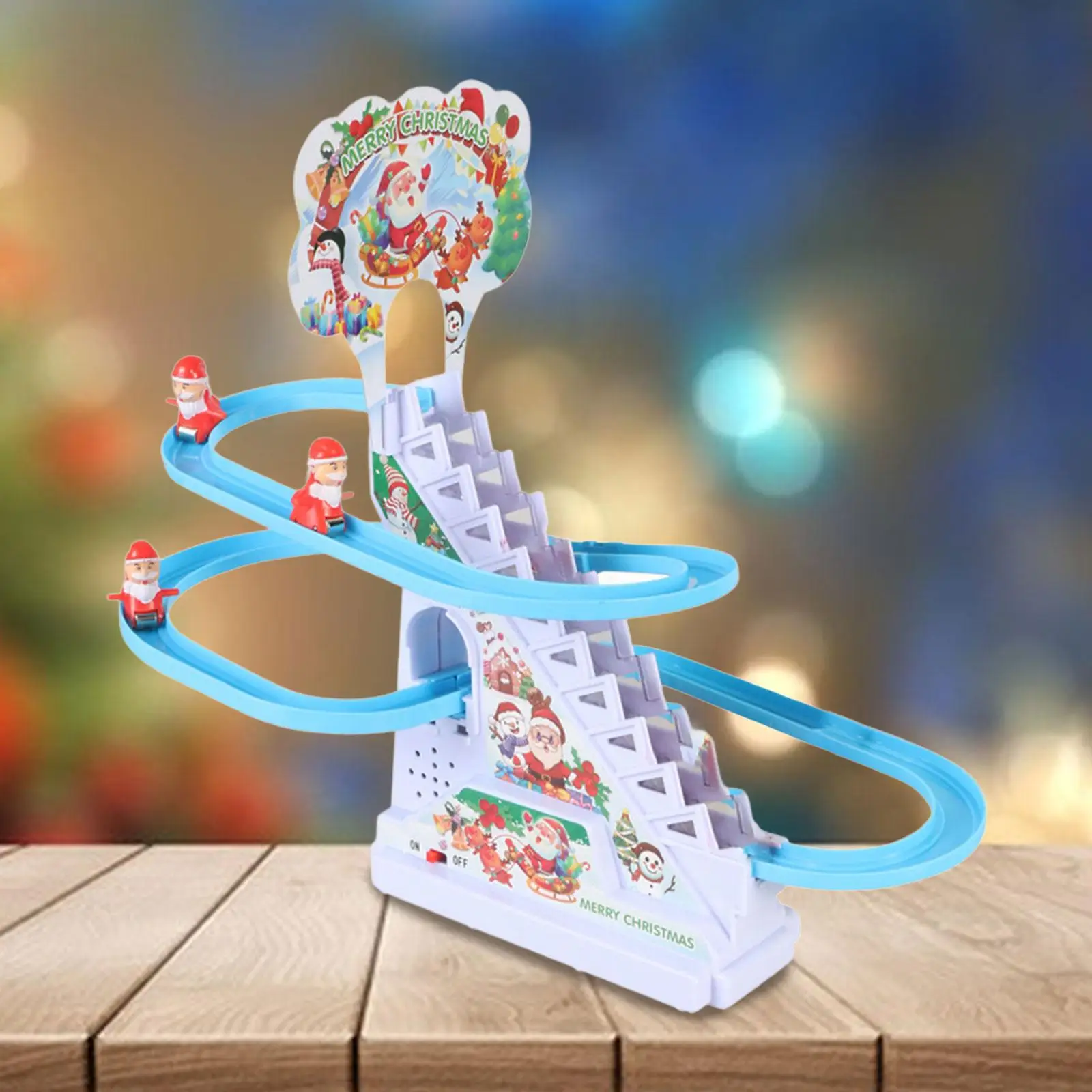 Santa Climbing Stairs Slide Toy for Kids LED Music Race Track Set Montessori Interactive Learning Toy Gift for Boys Girls - view 6
