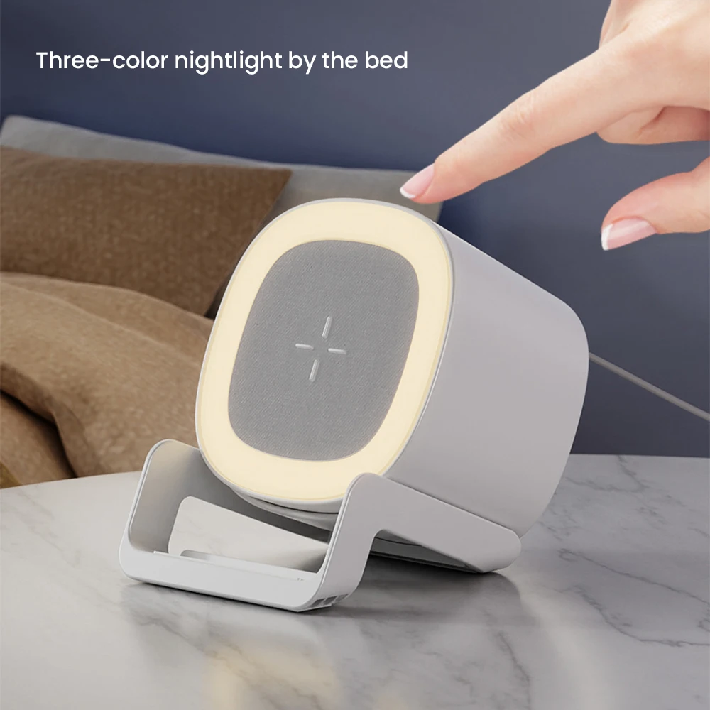 4 in 1 Bluetooth Speaker 15W Wireless Charger Mobile Phone Holder Atmosphere Night Light Desktop Speaker