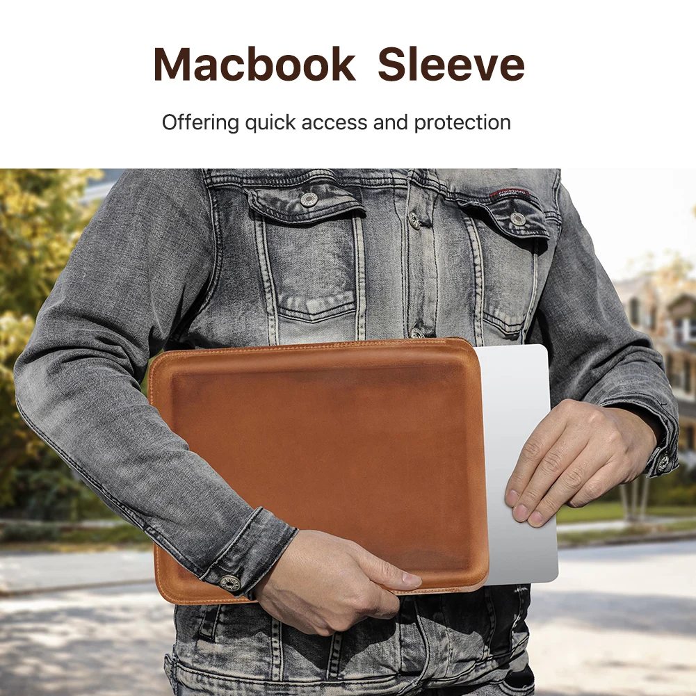 Retro Genuine Leather Laptop Sleeve Bag For Macbook Air 13 M1 M2 M3 Pro 13 Inch Case Cover Macbook Pro 14 16 Pouch Accessories