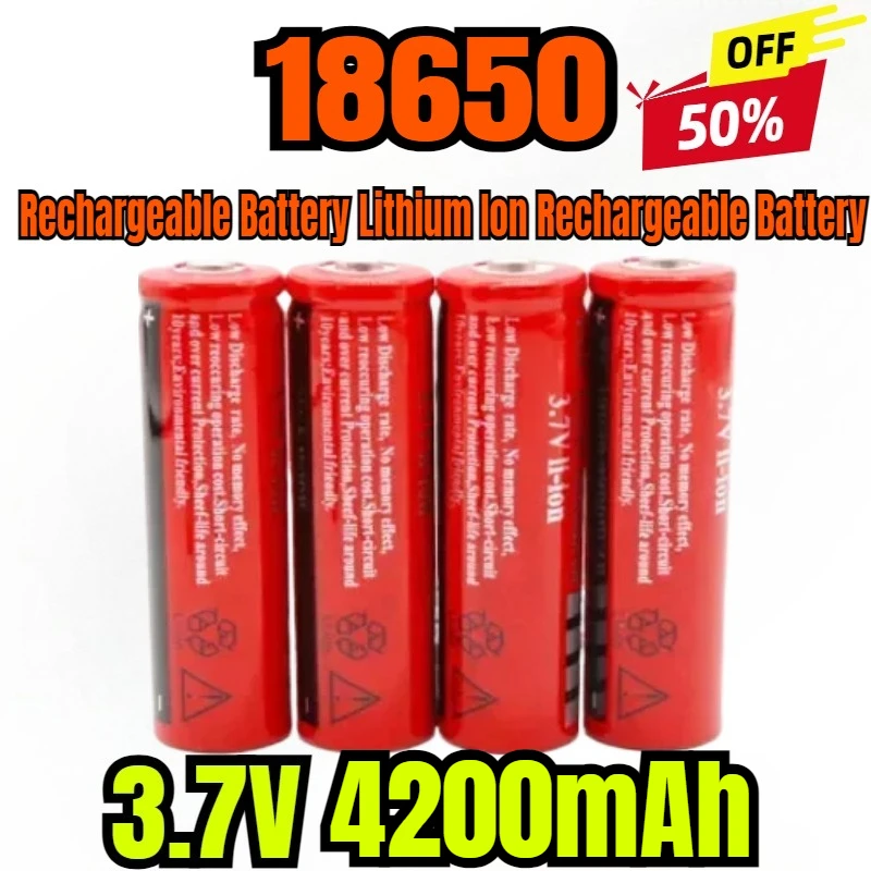 

New 18650 3.7V 4200mAh Flashlight Headlamp Rechargeable Battery Lithium Ion Rechargeable Battery 18650