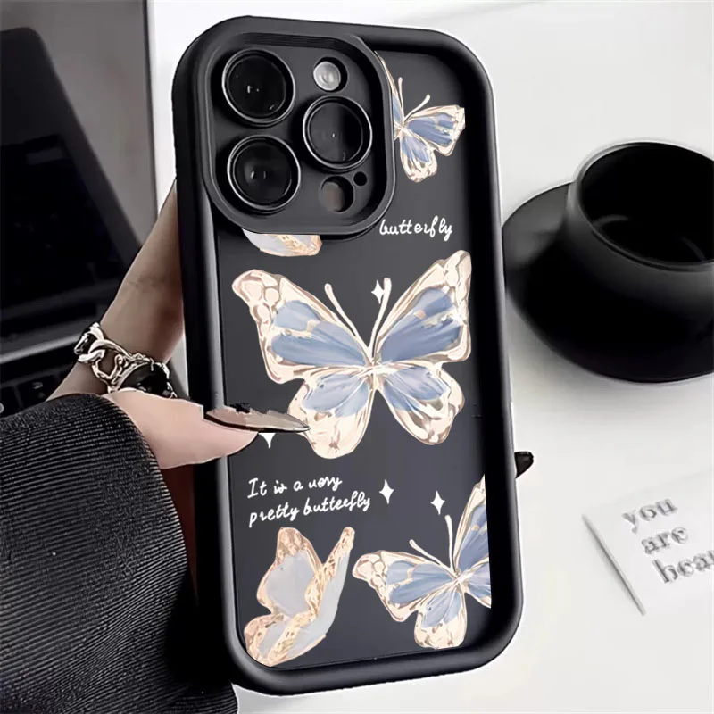 Case For Samsung S24 Ultra Case Galaxy A54 5G Case Butterfly Silicone Cover For S23 S22 Plus S21 FE A14 A34 A13 A33 A53 A32 Case