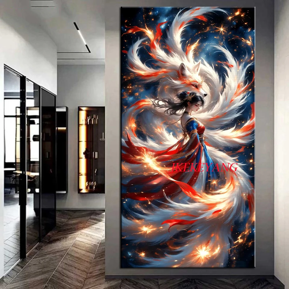 New Arrivals 5D Diamond Painting Fantastic Nine Tailed Fox Fairy Picture Full Drills Diamond Rhinestone Mosaic Image Embroidery