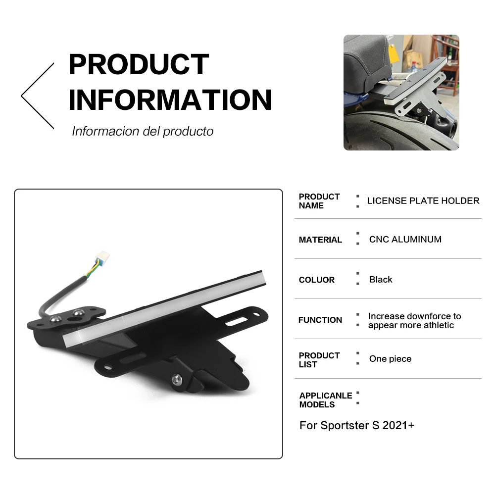 Motorcycle License Number Plate Frame Holder Bracket Adjustable Angle Accessories For Sportster S 1250 RH1250S 2021 2022