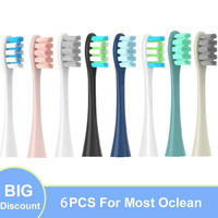 6PCS Replacement Heads For Oclean Flow/X/ X PRO/ Z1/ F1/ One/ Air 2 /SE Brush Heads Soft DuPont Sonic Toothbrush Vacuum Bristle