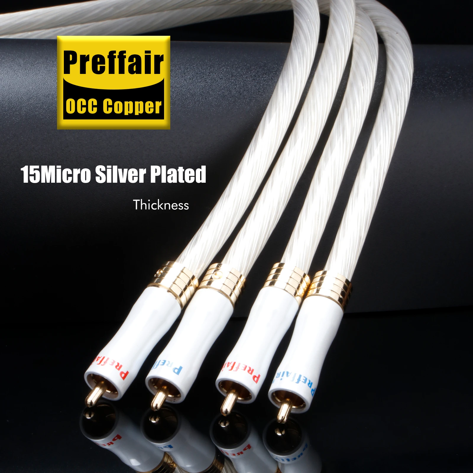 

Hi end RCA Cable OCC Silver Plated 11Core PTFE 2RCA Audio Cable Non Noise Signal Wire with 24K Gold Plated RCA Plug for Mixer