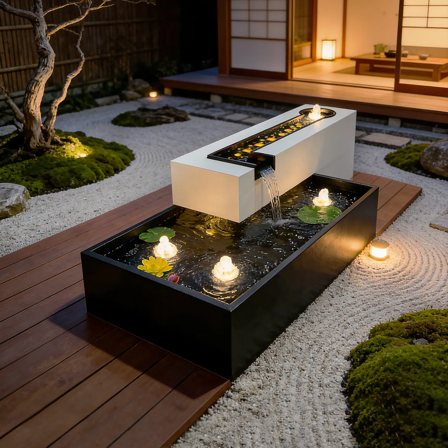 Customized stainless steel landscape pool, outdoor courtyard, metal fountain, flowing water ornament, outdoor circulation water