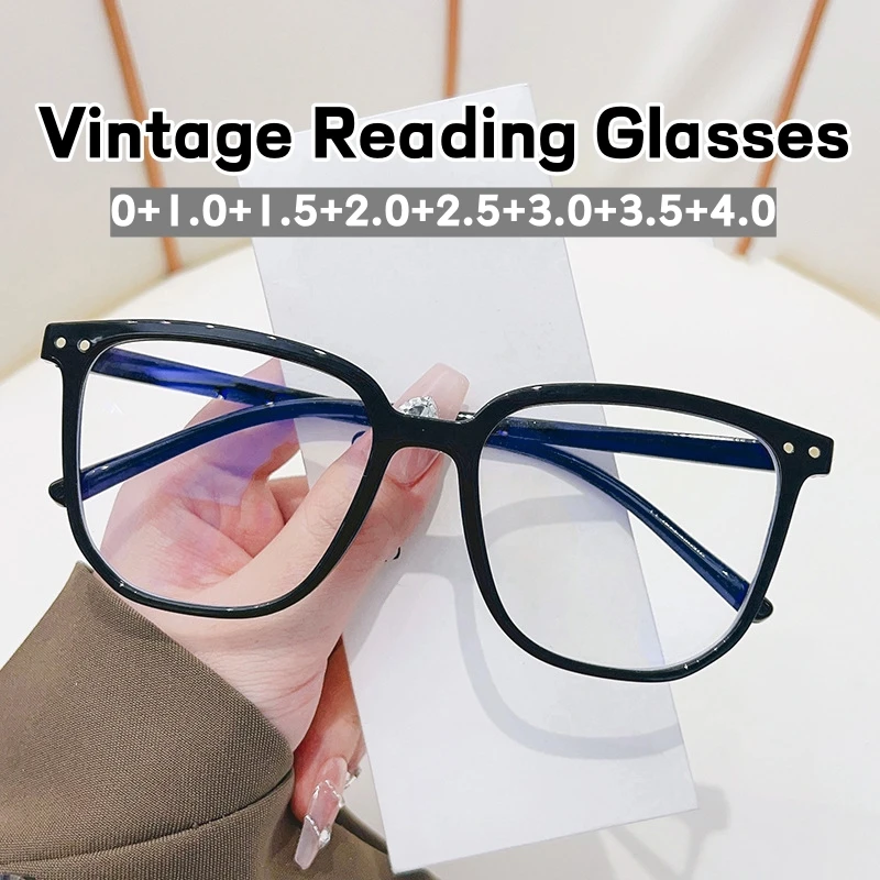 

Fashion Vintage Reading Glasses Women Men Retro Far Sight Presbyopia Eyeglasses Unisex Square Prescription Glasses 0+1.0+4.0