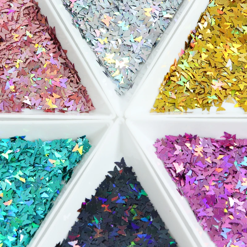 10 g/bag Laser Butterfly Sequins Resin Shaker Mold Holographic Glitter Flake Small Size DIY Resin Filling Accessories Decoration