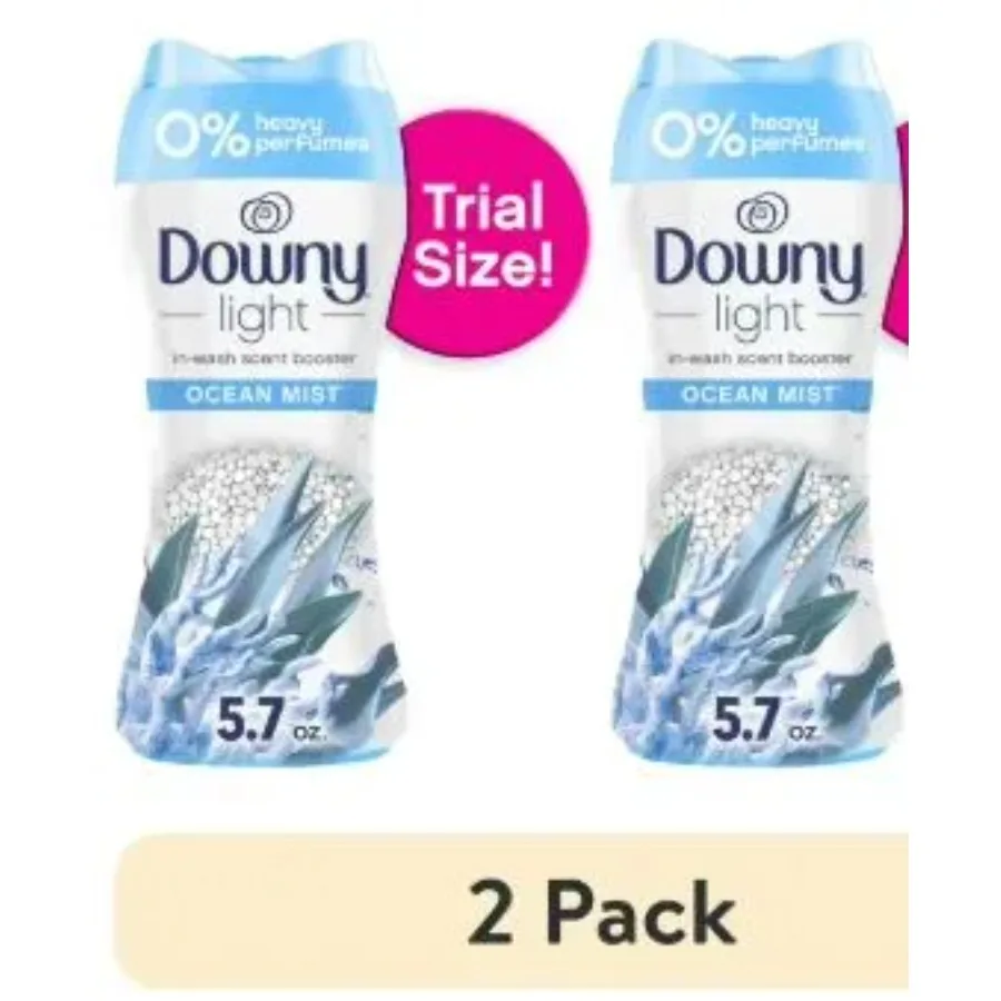

2 pack Downy Light Laundry Scent Booster Beads with No Heavy Perfumes Ocean Mist Scent 5.7 oz