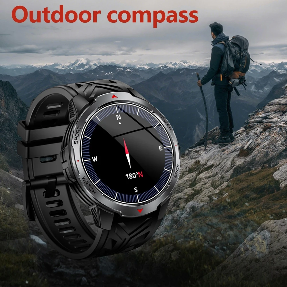 2025 NewMilitary Grado 1000mAh Batteria Astuto Della Vigilanza 3ATM Impermeabile GPS Bussola Altimetro Chiamata AMOLED Uomini Nuoto Sport Smartwatch