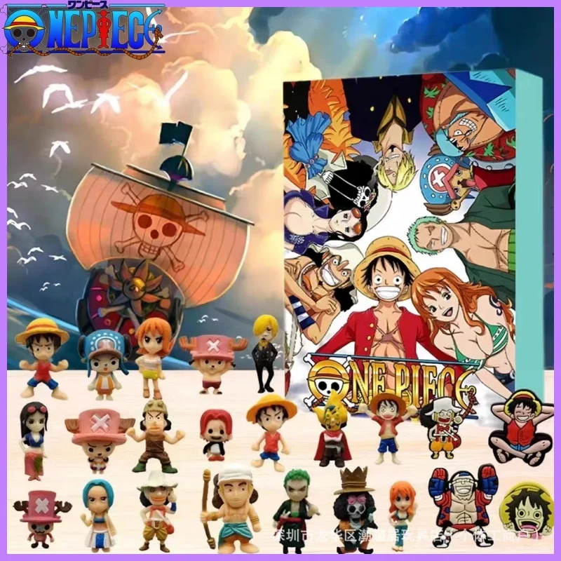 New One Piece Luffy Christmas Halloween Gifts Boxes 24 Day Countdown Surprise Advent Calendar Box Pvc Decoration For Kids Gift