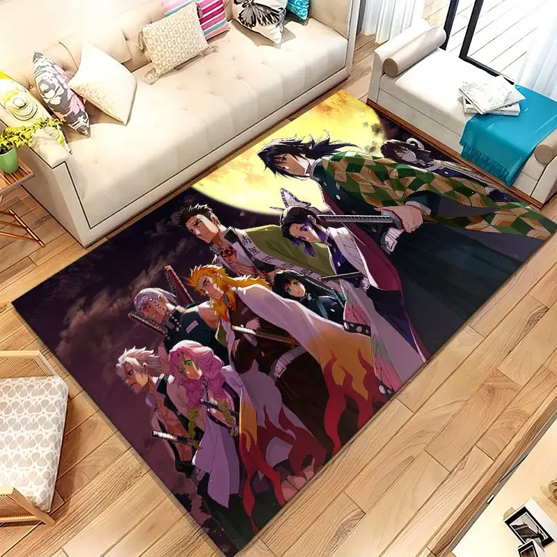 Demon Slayer Kimetsu no Yaiba Tanjiro Nezuko Anime Non-Slip Area Rug for Living Room,Bedroom Carpet Mat for Sofa,Home Decor Gift
