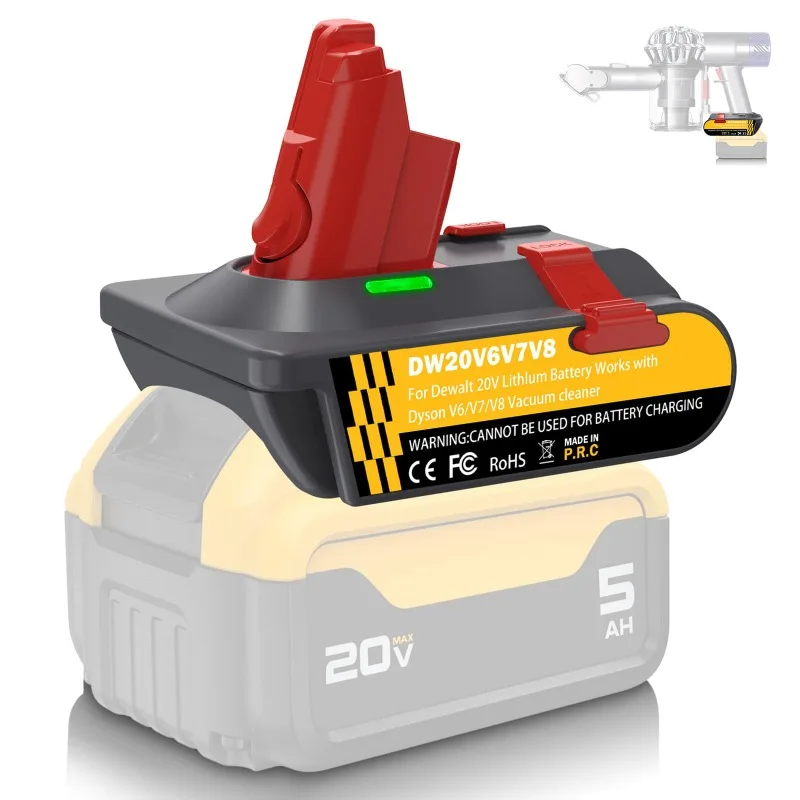 

3-in-1 Upgrade Adapter DW20V6V7V8 for DeWalt 20V Battery Converted To for Dyson V6/V7/V8 Vacuum Cleaner with Vacuum Fixing Clips
